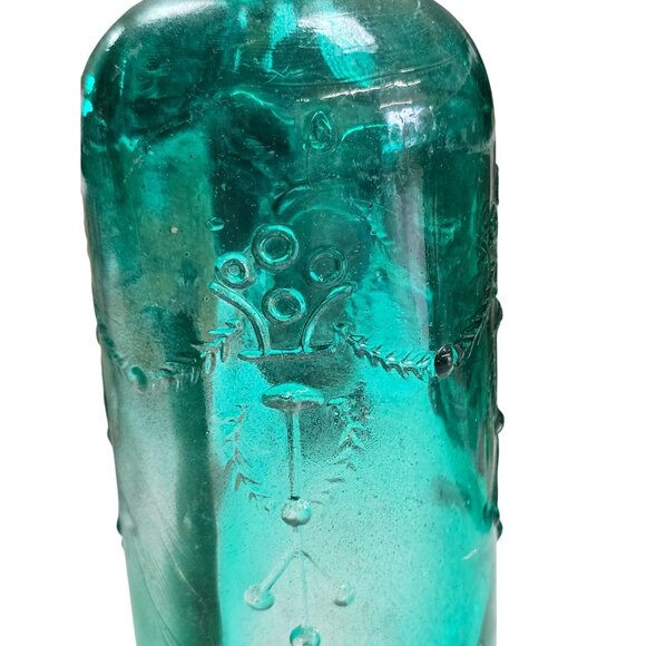 Embossed Glass Bottle Green 9" - Picture 6 of 13